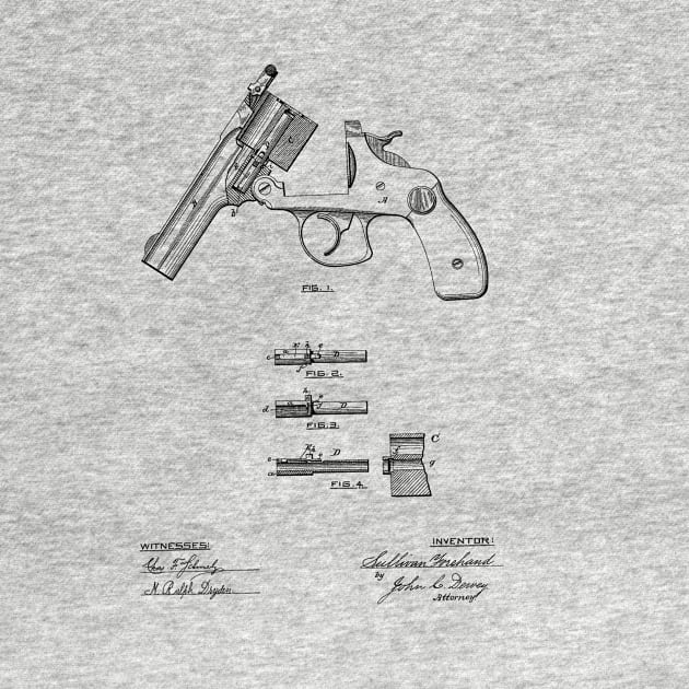 Revolving Firearm Vintage Patent Hand Drawing by TheYoungDesigns